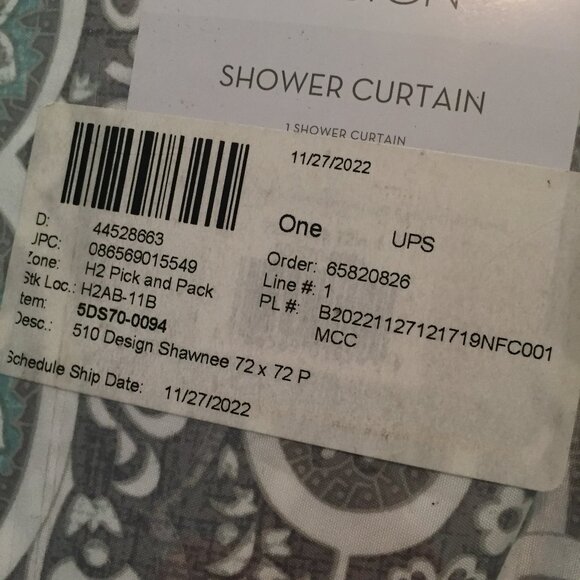 510 Design Shawnee Shower Curtain, 72" X 72" - Multicolor NEW/SEALED - Picture 2 of 5